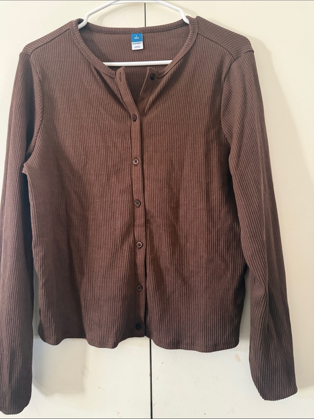 Old Navy Brown Ribbed Button-Down Shirt